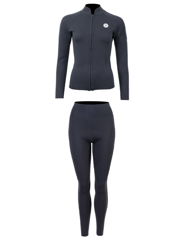 Two Bare Feet Unisex Perspective Full Zip 2.5mm Wetsuit Jacket & Pants Set (Black)