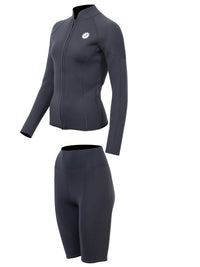 Two Bare Feet Unisex Perspective Full Zip 2.5mm Wetsuit Jacket & Shorts Set (Black)
