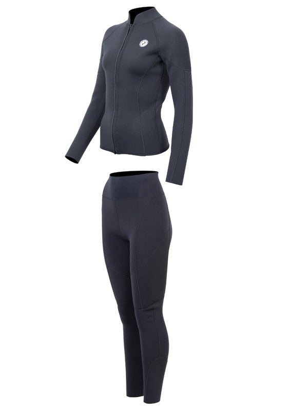 Two Bare Feet Unisex Perspective Full Zip 2.5mm Wetsuit Jacket & Pants Set (Black)