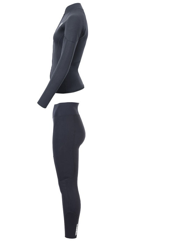 Two Bare Feet Unisex Perspective Full Zip 2.5mm Wetsuit Jacket & Pants Set (Black)