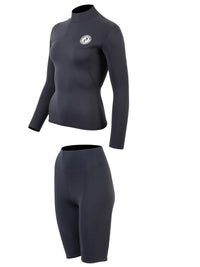 Two Bare Feet Womens Aspect Back Zip 2.5mm Wetsuit Jacket & Shorts Set (Black)