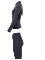 Two Bare Feet Womens Aspect Back Zip 2.5mm Wetsuit Jacket & Shorts Set (Black)