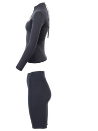 Two Bare Feet Womens Aspect Back Zip 2.5mm Wetsuit Jacket & Shorts Set (Black)