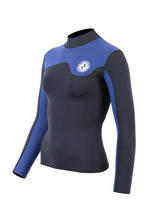 Two Bare Feet Womens Aspect Fleece Lined Zipless Thermal 2.5mm Superstretch Wetsuit Top (Black/Blue)