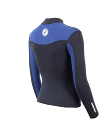 Two Bare Feet Womens Aspect Fleece Lined Zipless Thermal 2.5mm Superstretch Wetsuit Top (Black/Blue)