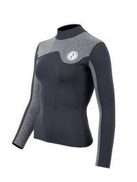 Two Bare Feet Womens Aspect Fleece Lined Zipless Thermal 2.5mm Superstretch Wetsuit Top (Black/Grey)