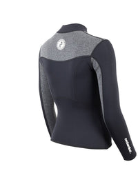 Two Bare Feet Womens Aspect Fleece Lined Zipless Thermal 2.5mm Superstretch Wetsuit Top (Black/Grey)
