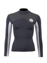 Two Bare Feet Womens Aspect Fleece Lined Zipless Thermal 2.5mm Superstretch Wetsuit Top (Black/Grey/Grey)