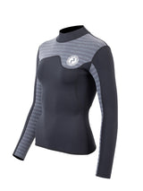 Two Bare Feet Womens Aspect Fleece Lined Zipless Thermal 2.5mm Superstretch Wetsuit Top (Black/Grey Stripe)