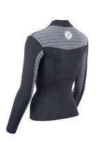 Two Bare Feet Womens Aspect Fleece Lined Zipless Thermal 2.5mm Superstretch Wetsuit Top (Black/Grey Stripe)