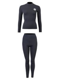 Two Bare Feet Womens Aspect Fleece Lined Zipless Thermal 2.5mm Superstretch Wetsuit Top & Pants Set (Black)