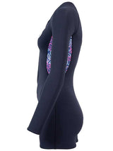 Women's 2.5mm Floral Front Zip Long Sleeve Shorty Wetsuit (Black)