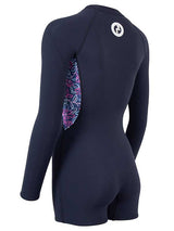Women's 2.5mm Floral Front Zip Long Sleeve Shorty Wetsuit (Black)