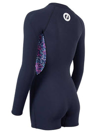 Women's 2.5mm Floral Front Zip Long Sleeve Shorty Wetsuit (Black)