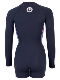 Women's 2.5mm Floral Front Zip Long Sleeve Shorty Wetsuit (Black)