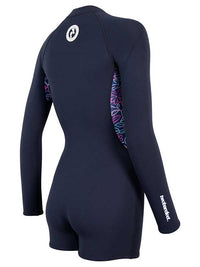Women's 2.5mm Floral Front Zip Long Sleeve Shorty Wetsuit (Black)