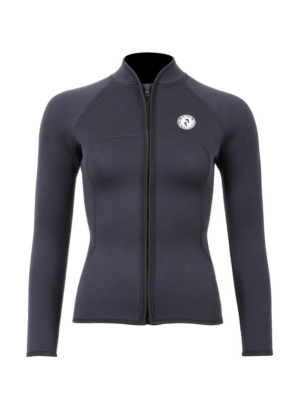 Two Bare Feet Womens Heritage 3mm Full Zip Long Sleeve Wetsuit Jacket (Black)