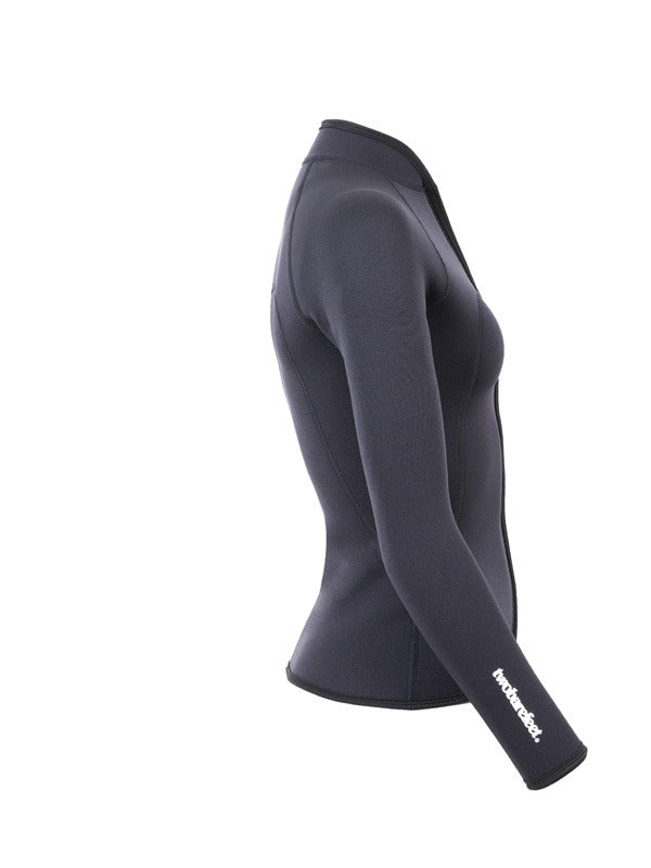 Two Bare Feet Womens Heritage 3mm Full Zip Long Sleeve Wetsuit Jacket (Black)