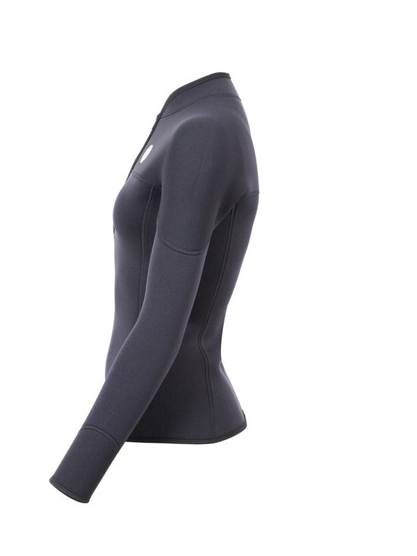 Two Bare Feet Womens Heritage 3mm Half Zip Long Sleeve Wetsuit Jacket (Black)