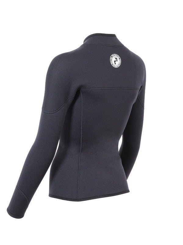 Two Bare Feet Womens Heritage 3mm Half Zip Long Sleeve Wetsuit Jacket (Black)