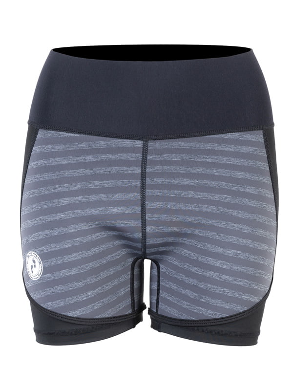 Two Bare Feet Womens Vista 2.5mm Neoprene Wetsuit Overlaid Hotpants (Black / Grey Stripe)