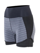 Two Bare Feet Womens Vista 2.5mm Neoprene Wetsuit Overlaid Hotpants (Black / Grey Stripe)