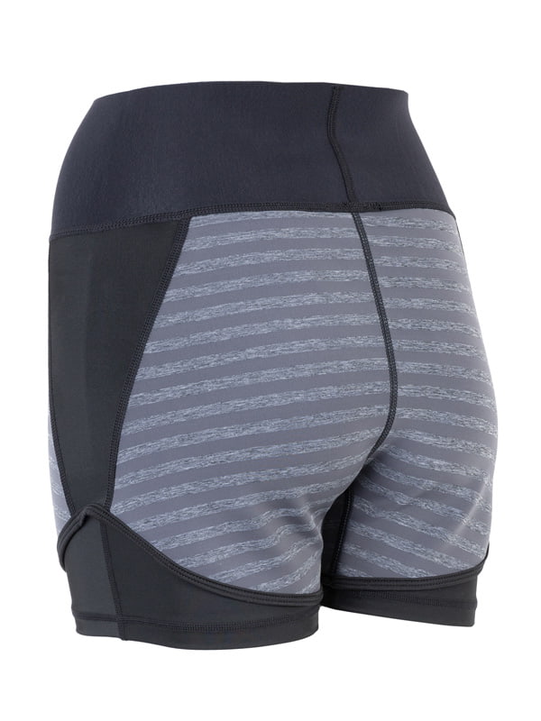Two Bare Feet Womens Vista 2.5mm Neoprene Wetsuit Overlaid Hotpants (Black / Grey Stripe)