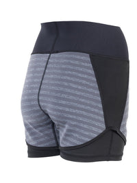 Two Bare Feet Womens Vista 2.5mm Neoprene Wetsuit Overlaid Hotpants (Black / Grey Stripe)