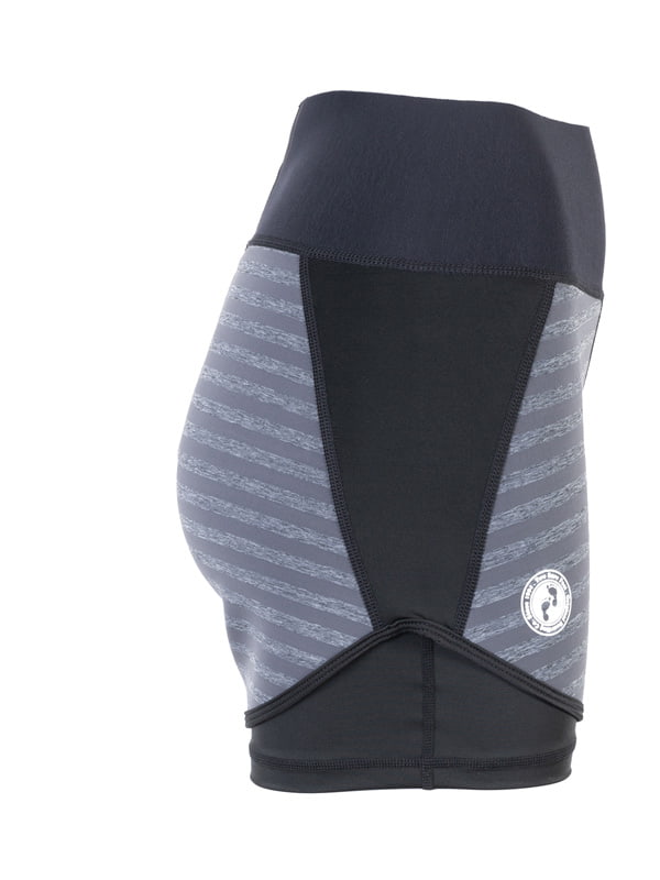Two Bare Feet Womens Vista 2.5mm Neoprene Wetsuit Overlaid Hotpants (Black / Grey Stripe)
