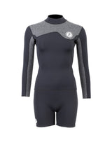 Two Bare Feet Womens Aspect Fleece Lined Zipless Thermal 2.5mm Superstretch Wetsuit Top & Hotpants Set (Black/Grey)