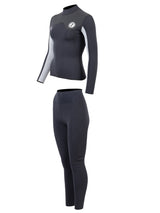 Two Bare Feet Womens Aspect Fleece Lined Zipless Thermal 2.5mm Superstretch Wetsuit Top & Pants Set (Black/Grey/Grey)