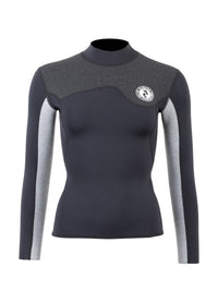 Two Bare Feet Womens Aspect Fleece Lined Zipless Thermal 2.5mm Superstretch Wetsuit Top & Pants Set (Black/Grey/Grey)
