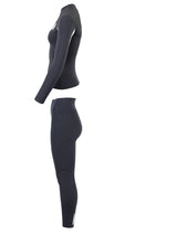 Two Bare Feet Womens Aspect Fleece Lined Zipless Thermal 2.5mm Superstretch Wetsuit Top & Pants Set (Black/Grey/Grey)