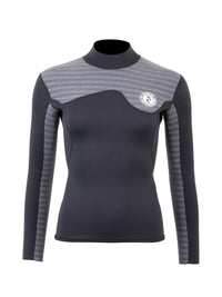 Two Bare Feet Womens Aspect Back Zip 2.5mm Wetsuit Jacket & Hotpants Set (Black/Grey Stripes)