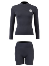 Two Bare Feet Womens Aspect Fleece Lined Zipless Thermal 2.5mm Superstretch Wetsuit Top & Hotpants Set (Black)