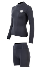 Two Bare Feet Womens Aspect Fleece Lined Zipless Thermal 2.5mm Superstretch Wetsuit Top & Hotpants Set (Black)