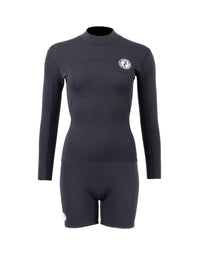 Two Bare Feet Womens Aspect Fleece Lined Zipless Thermal 2.5mm Superstretch Wetsuit Top & Hotpants Set (Black)