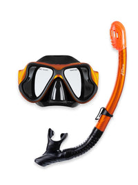 X-Dive Silicone Mask & Dry Top Snorkel 2pc Set (Orange / Black)