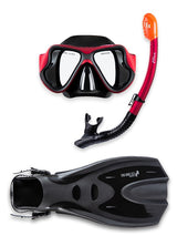 X-Dive Silicone Mask Dry Top Snorkel & F70 Fins 3pc Set (Red / Black)