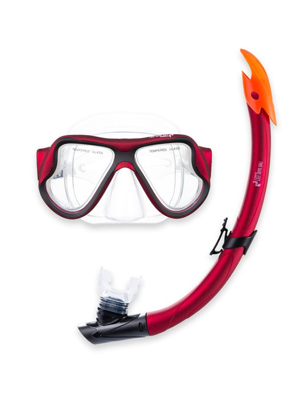 X-Dive Silicone Mask & Snorkel 2pc Set (Red / Clear)