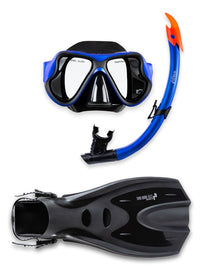 X-Dive Silicone Mask Snorkel & F70 Fins 3pc Set (Blue / Black)