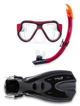 X-Dive Silicone Mask Snorkel & F70 Fins 3pc Set (Red / Clear)