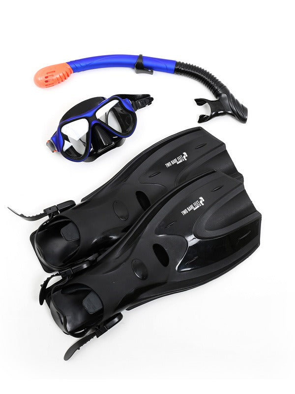 X-Dive Silicone Mask Dry Top Snorkel & F70 Fins 3pc Set (Blue / Black)