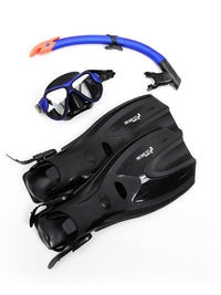 X-Dive Silicone Mask Snorkel & F70 Fins 3pc Set (Blue / Black)