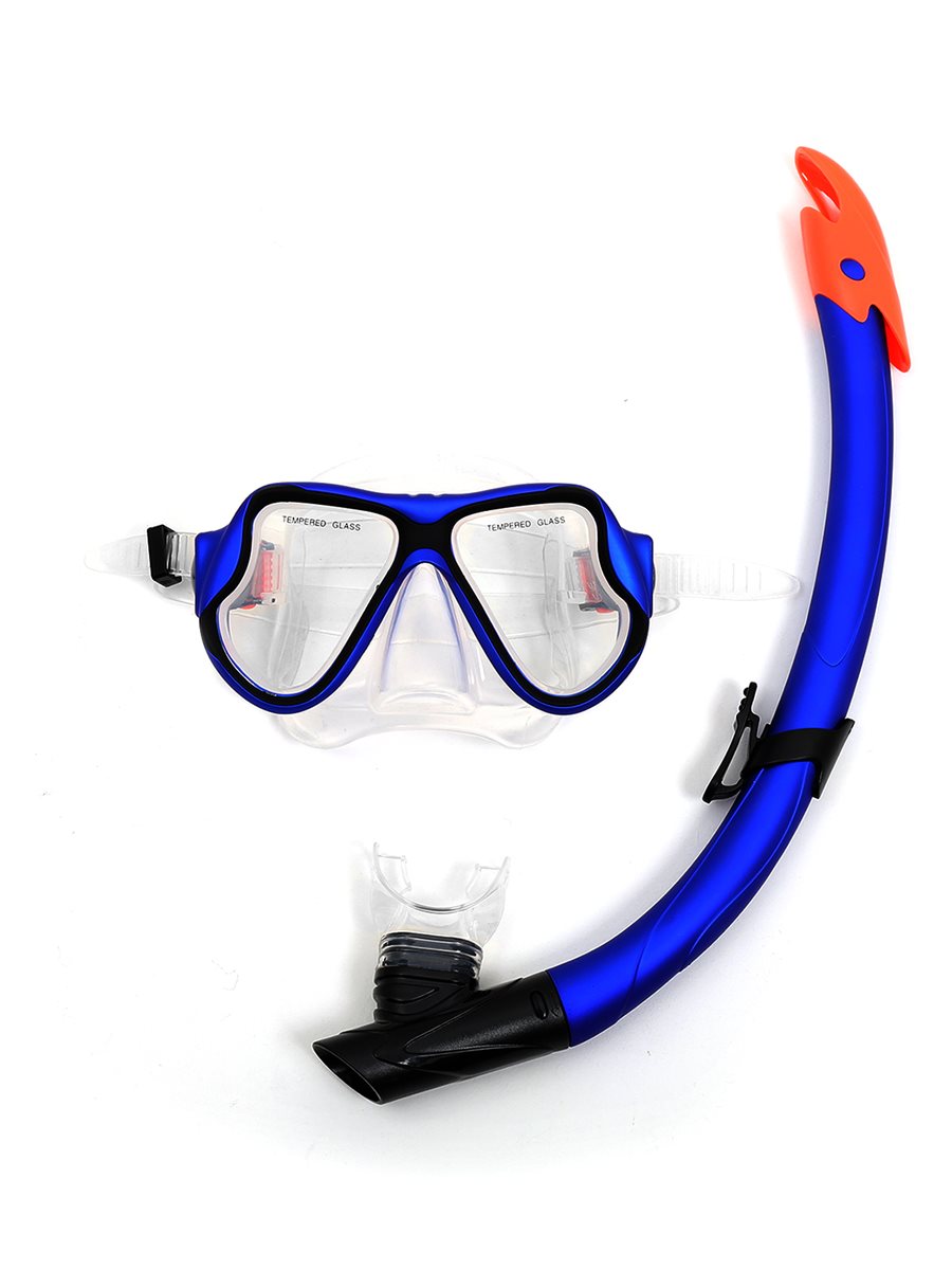X-Dive Silicone Mask & Dry Top Snorkel 2pc Set (Blue / Clear)