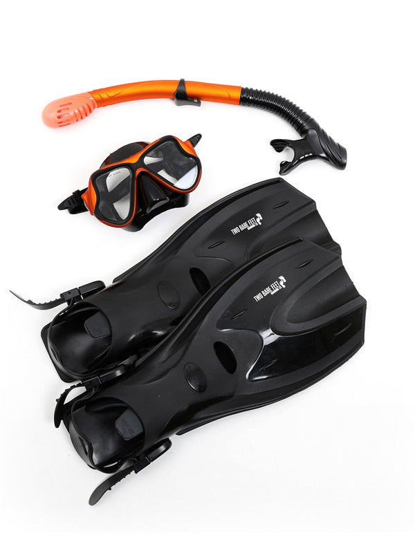 X-Dive Silicone Mask Dry Top Snorkel & F70 Fins 3pc Set (Orange / Black)