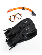 X-Dive Silicone Mask Snorkel & F70 Fins 3pc Set (Orange / Clear)