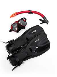 X-Dive Silicone Mask Snorkel & F70 Fins 3pc Set (Red / Black)