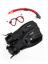 X-Dive Silicone Mask Snorkel & F70 Fins 3pc Set (Red / Clear)