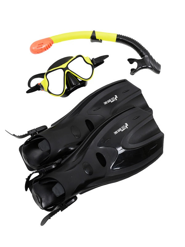 X-Dive Silicone Mask Dry Top Snorkel & F70 Fins 3pc Set (Yellow / Black)